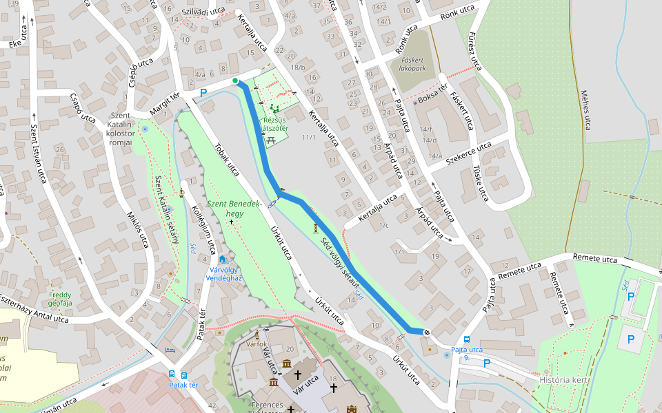 Szerelem-sziget walking route map in Veszprém