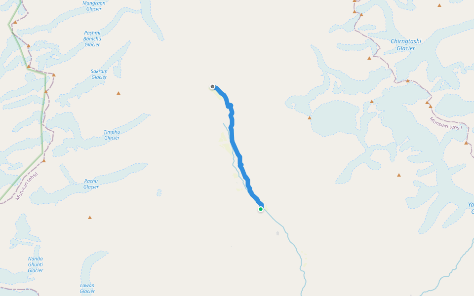 Martoli to Milam walking route map in Bilju