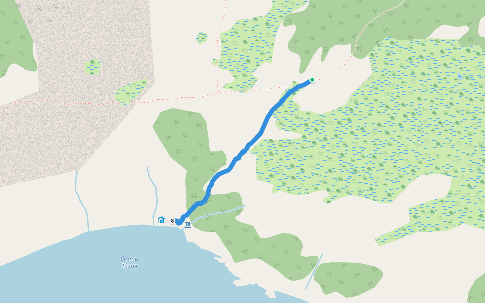 к бухте Тихая walking route map in Magadan