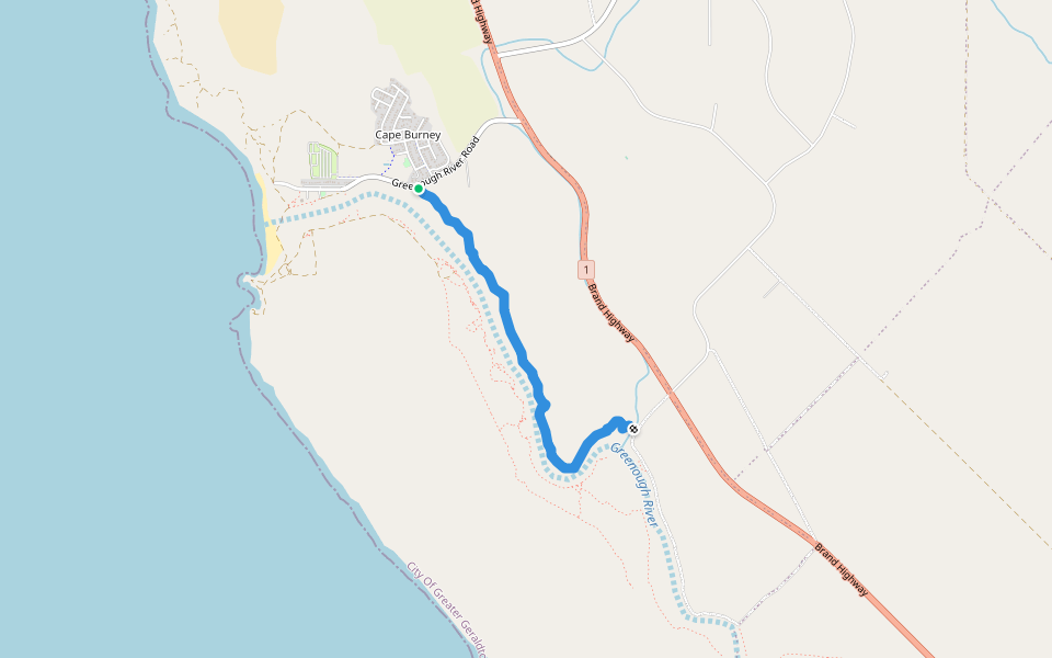 Greenough River Walking trail walking route map in Cape Burney