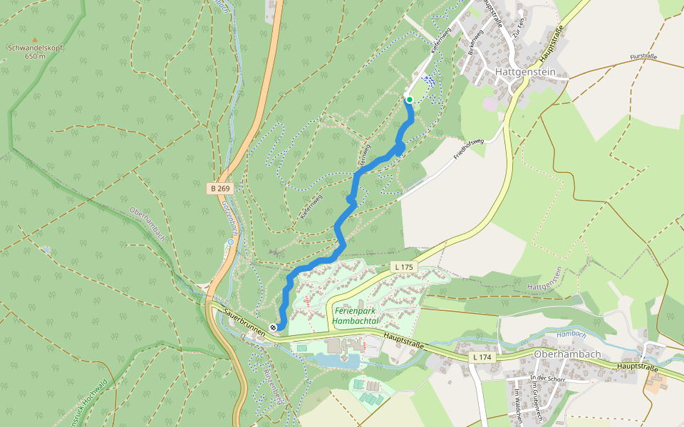 Rothenburg Downhill walking route map in Hattgenstein