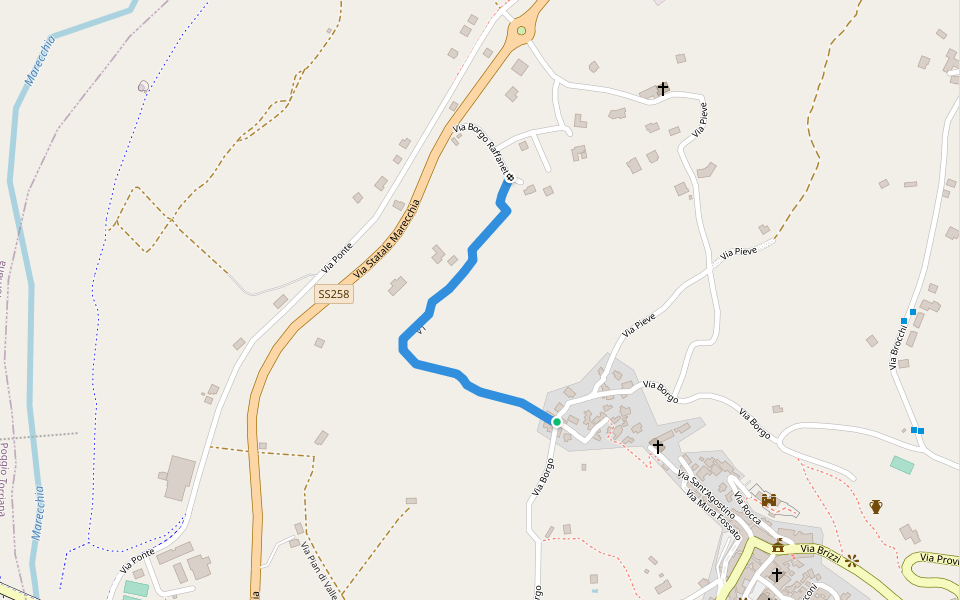 V1 walking route map in Verucchio