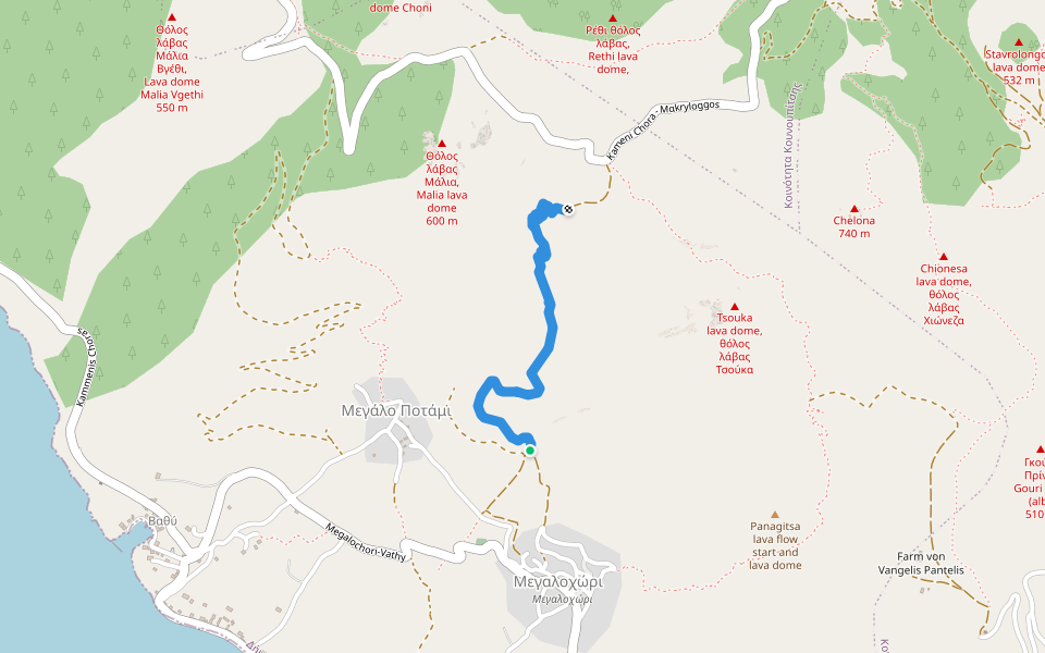 Hiking path Sternes to Megalochori walking route map in Megalochori