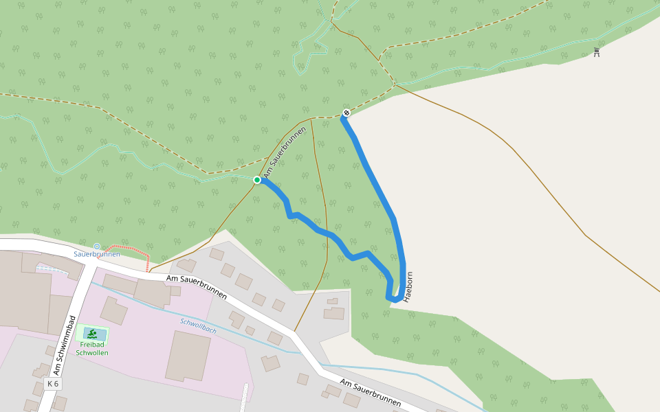 Haeborn walking route map in Schwollen