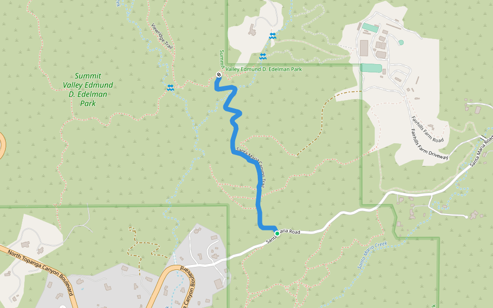 Santa Maria Canyon Trail walking route map in Topanga