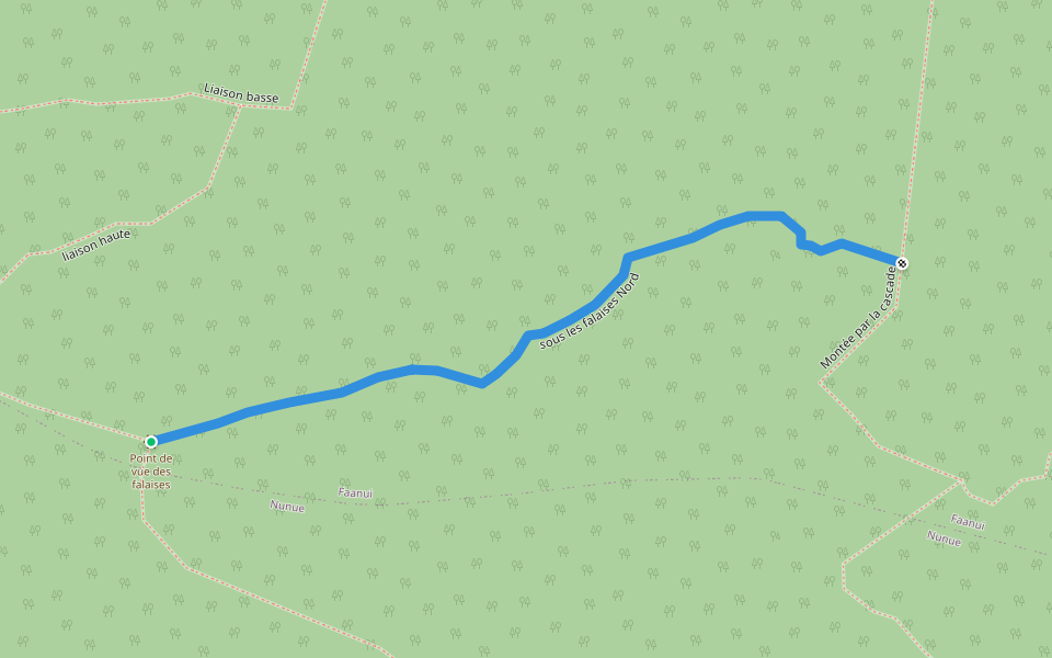 sous les falaises Nord walking route map in Bora-Bora