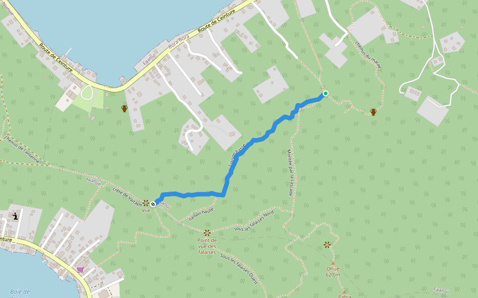 Liaison basse walking route map in Bora-Bora