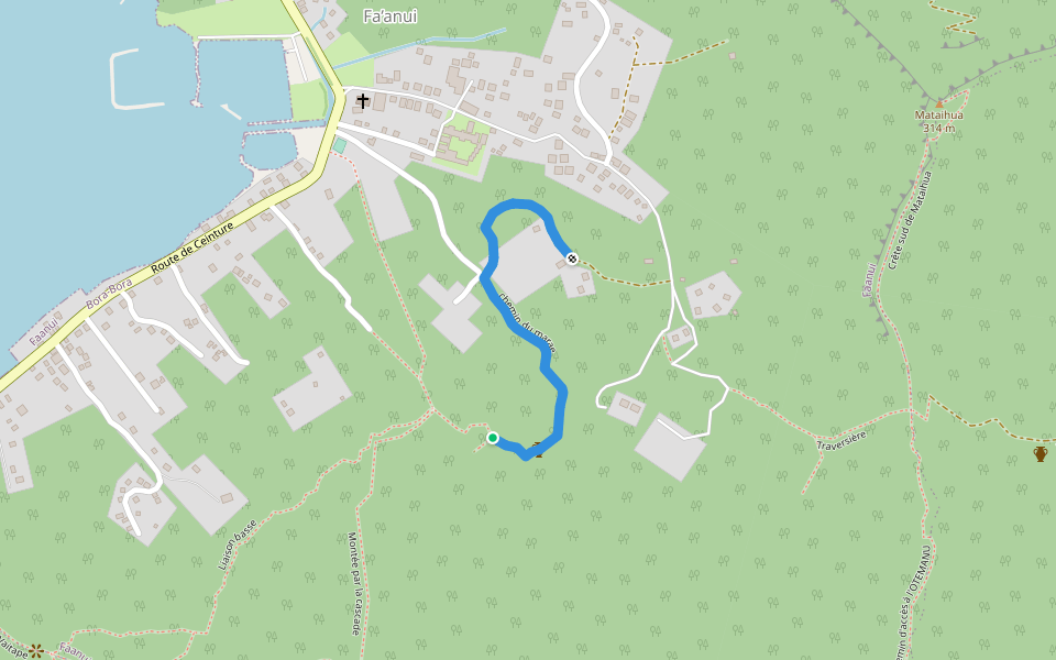chemin du marae walking route map in Bora-Bora