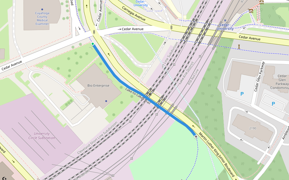 Lake-to-Lakes Trail walking route map in Cleveland