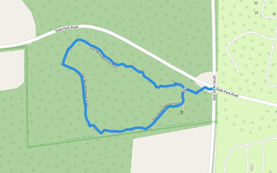 Iron Wood Nature Trail walking route map in Grand Isle