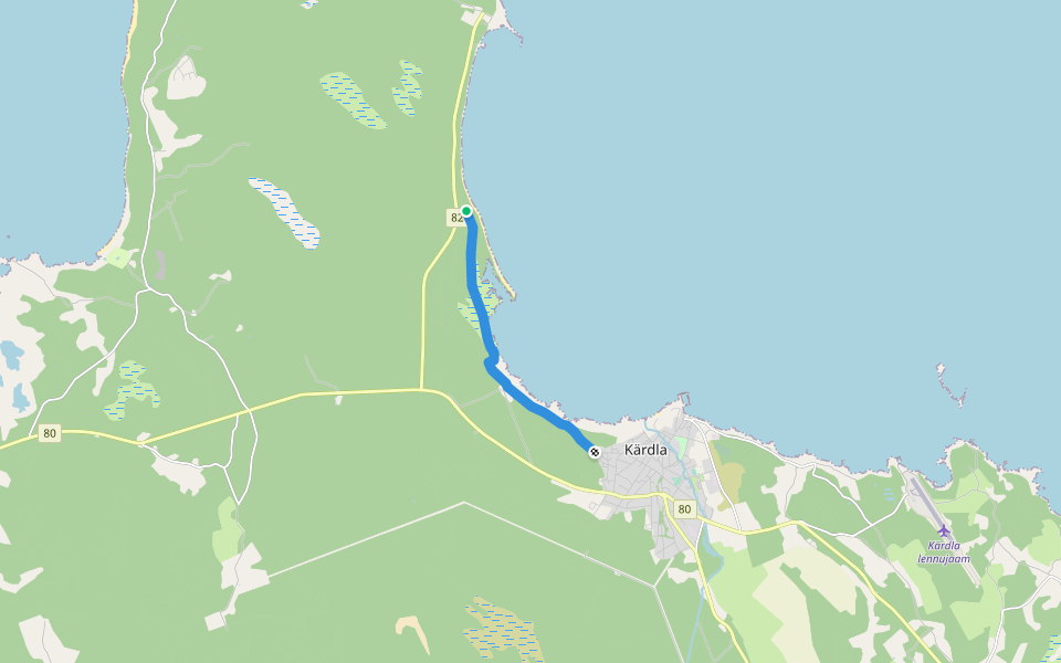 Kärdla-Tõrvanina matkarada walking route map in Kalana
