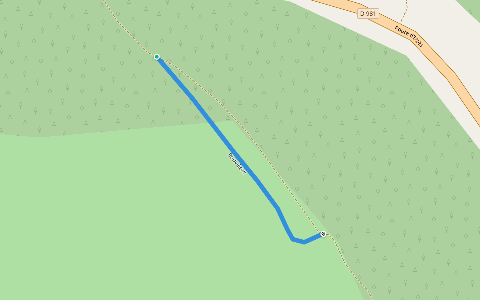 Rouvièere walking route map in Saint-Hippolyte-de-Caton