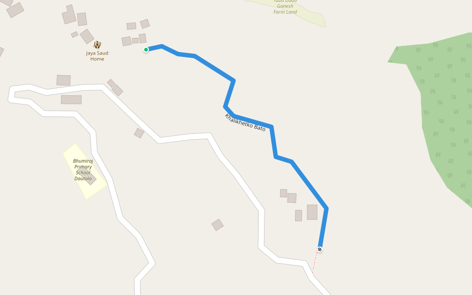 Khalikhetko Bato walking route map in Gokuleshwor