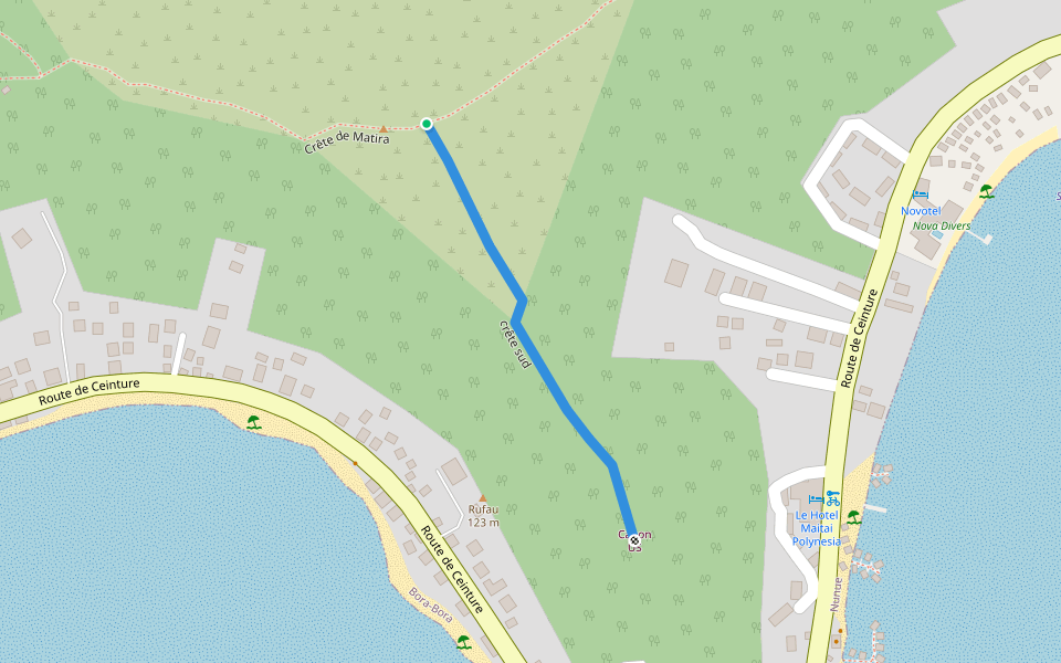 crête sud walking route map in Vaitape