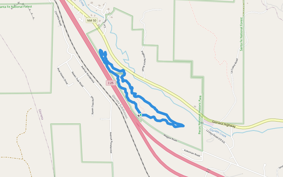Glorieta Pass Battlefield Trail walking route map in Glorieta
