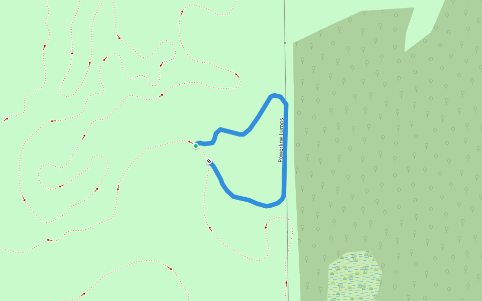 Powerline Lumps walking route map in Champlin