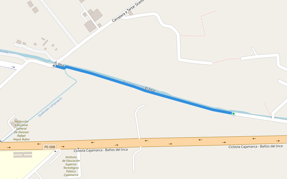 El Inca walking route map in Cajamarca