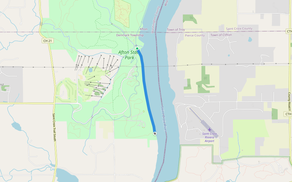 South River Trail walking route map in Hastings