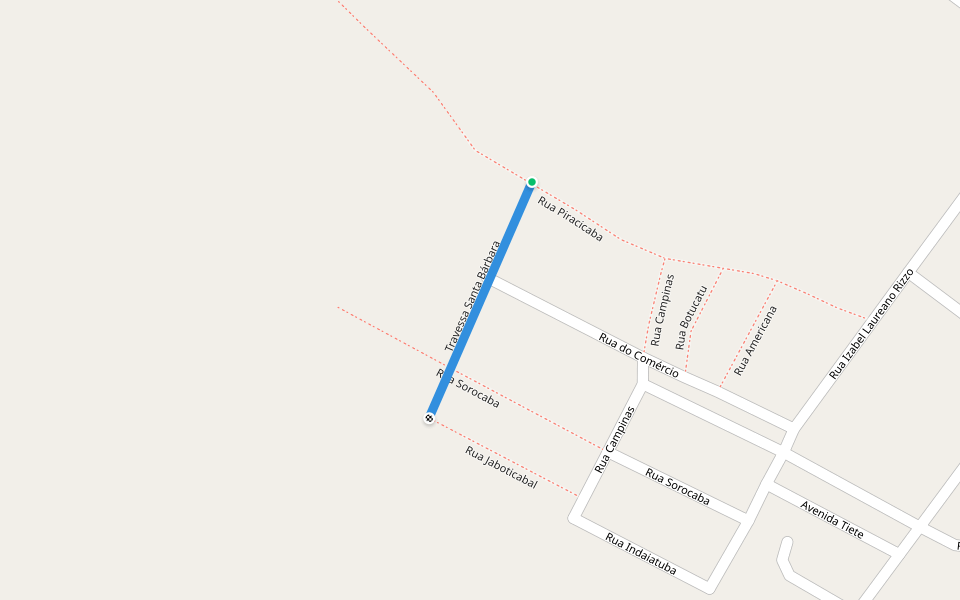 Travessa Santa Bárbara walking route map in Itu