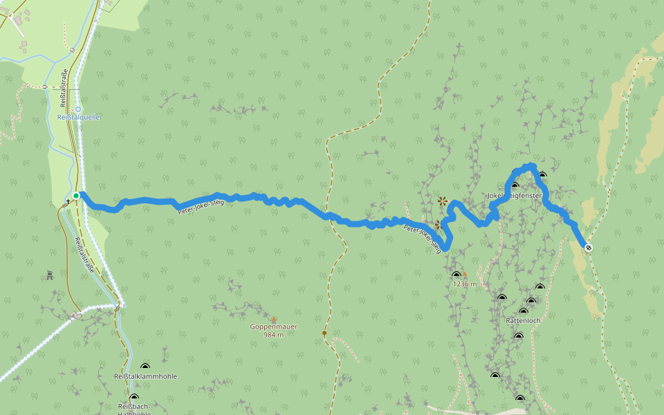 Peter-Jokel-Steig walking route map in Rax-Plateau