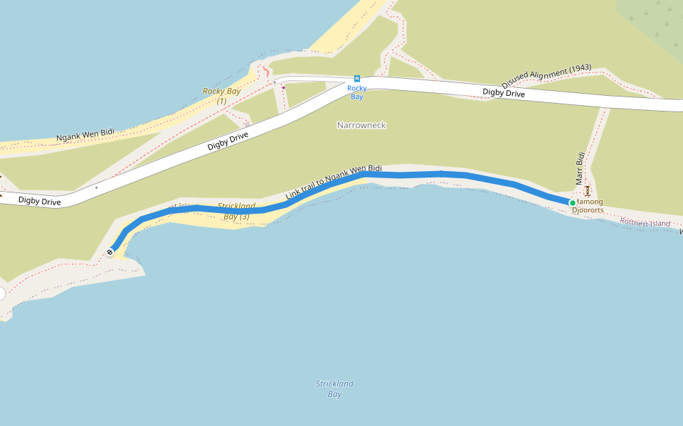 Link trail to Ngank Wen Bidi walking route map in Rottnest Island