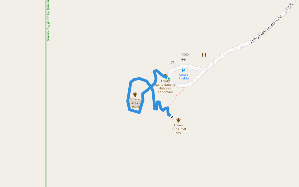 Lowry Ruin footpath walking route map in Pleasant View