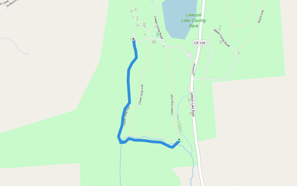 Outer loop trail walking route map in Feura Bush