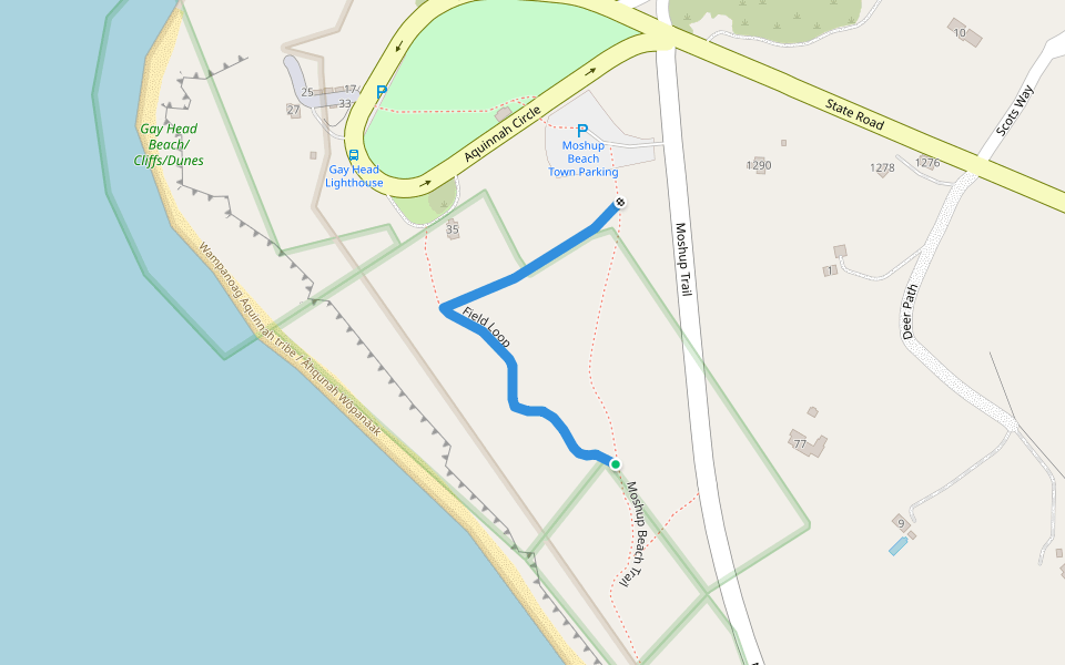 Field Loop walking route map in Aquinnah