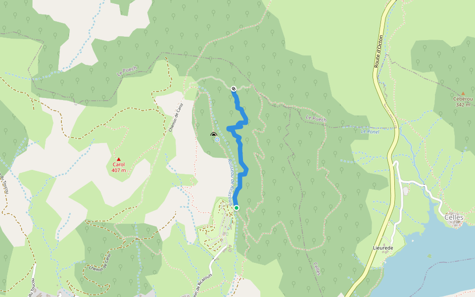 Rouge-Jaune walking route map in Octon