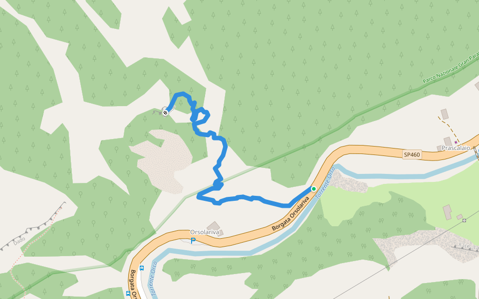 Sentiero Falesia Droide walking route map in Prese-montone