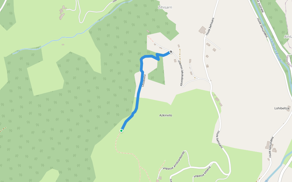 Otsobieta walking route map in Saint-Michel