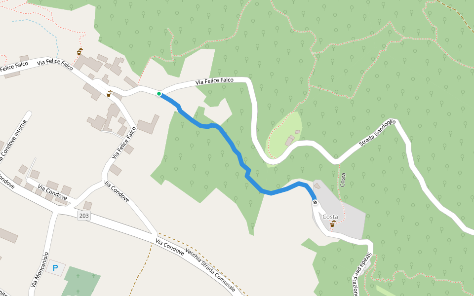 Sentiero Borgone-Costa walking route map in Borgone Susa