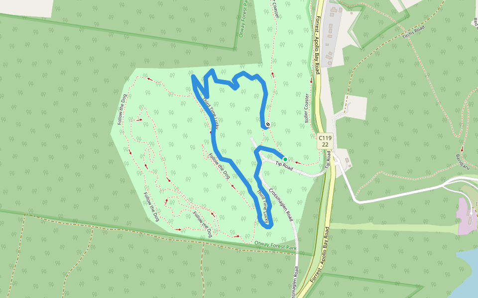 Third Time Lucky walking route map in Forrest