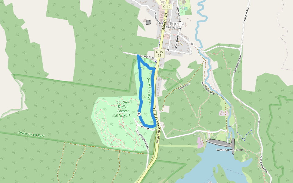Roller Coaster walking route map in Forrest