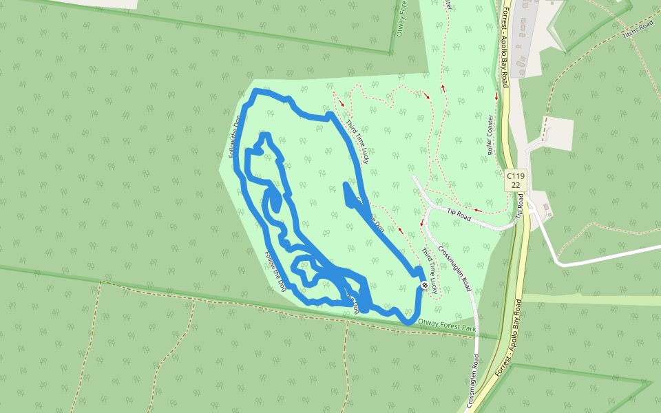 Follow the Dog walking route map in Forrest