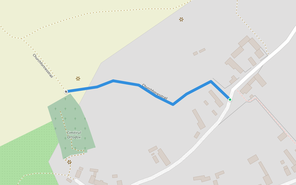 Churchfotresstrail walking route map in Movile
