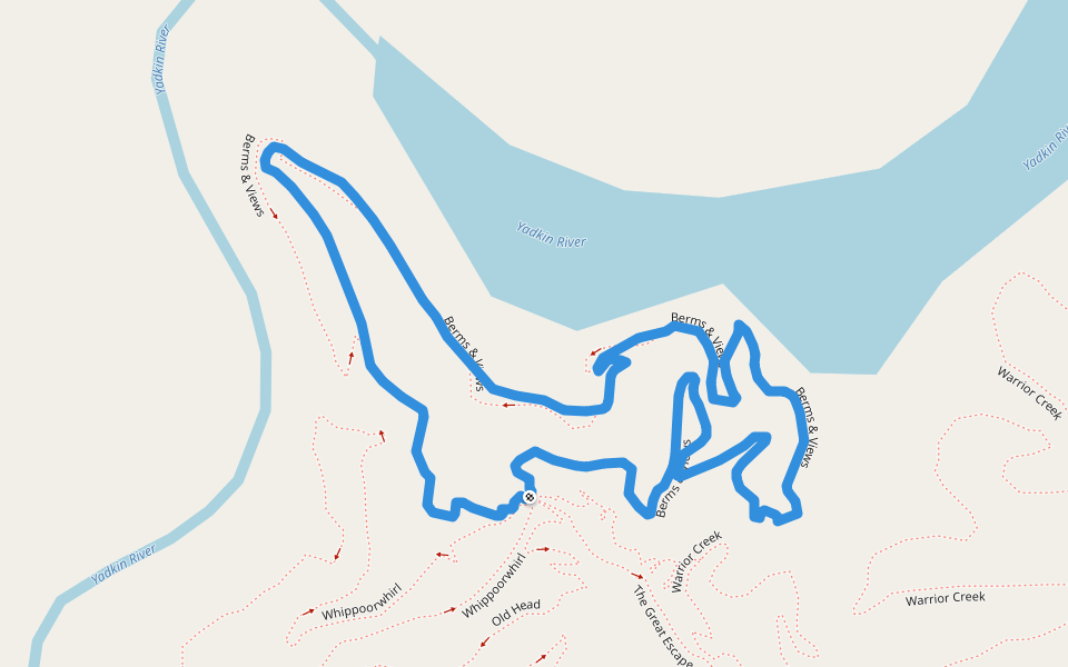 Berms & Views walking route map in Boomer