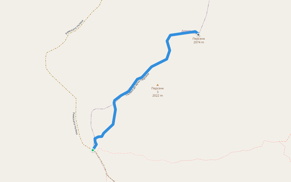 Пътека до връх Персенк walking route map in Pamporovo