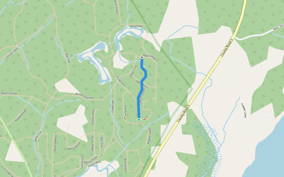 Long Pine Hill walking route map in Mallorytown