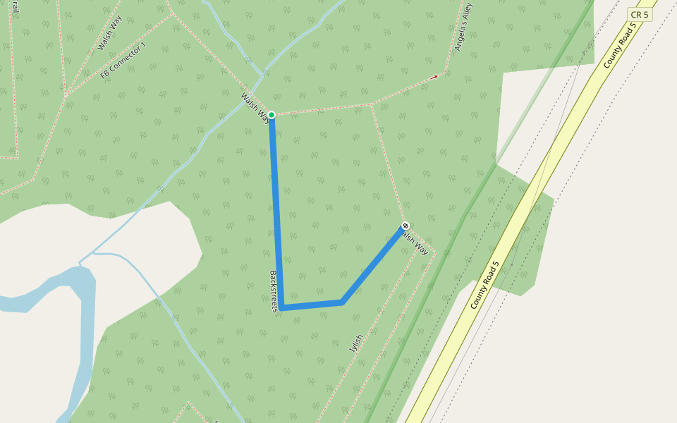 Backstreets walking route map in Mallorytown