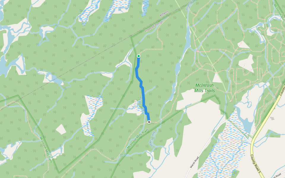 Across Trail walking route map in Mallorytown