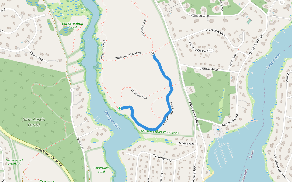 Partridge Berry Trail walking route map in Mashpee
