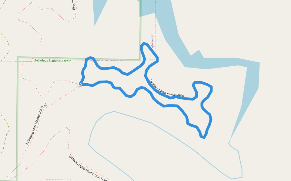 Sylaward Mtb Ridge Loop walking route map in Sylacauga