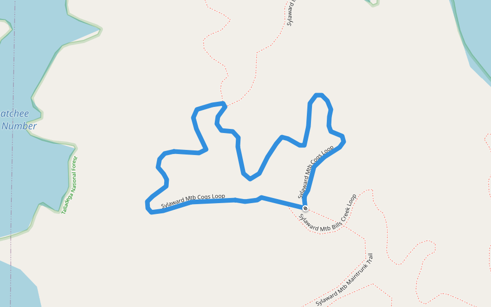Sylaward Mtb Cogs Loop walking route map in Sylacauga