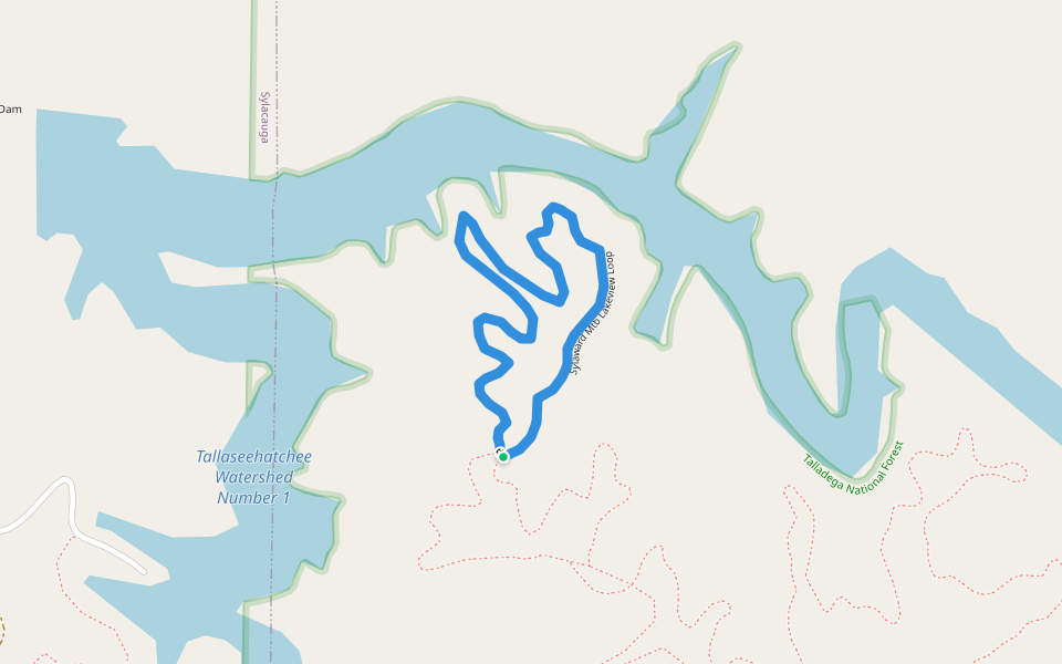 Sylaward Mtb Lakeview Loop walking route map in Sylacauga