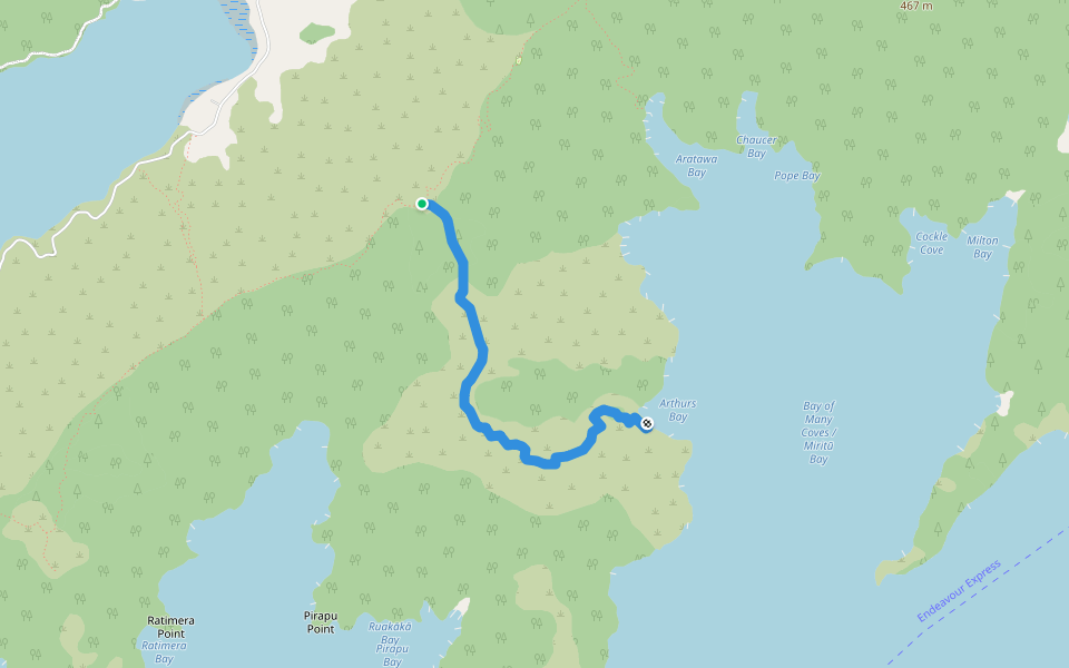 Bay of Many Coves Resort Connection walking route map in Kenepuru Head