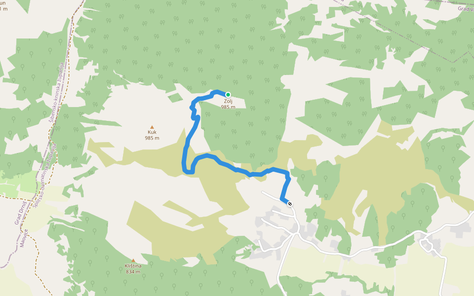 staza na Zolj walking route map in Maovice