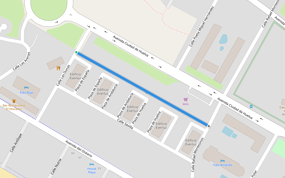 Calle Esteros Antiguo Everluz walking route map in Punta Umbría