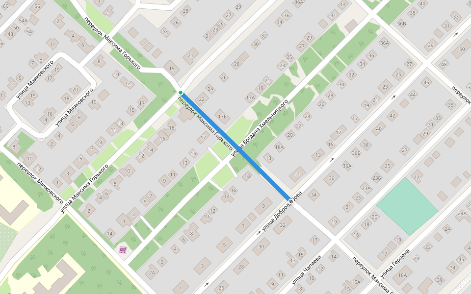 переулок Максима Горького walking route map in Bogorodsk