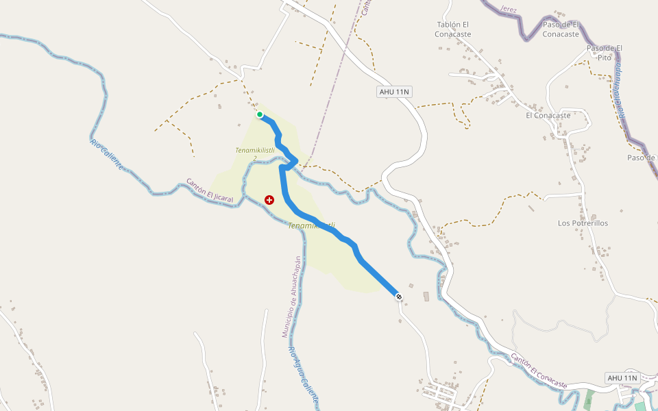 Carrera Tenamikilistli walking route map in San Lorenzo